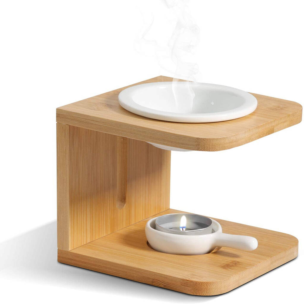 Bamboo Essential Oil Burners With Tealight Candle Holder