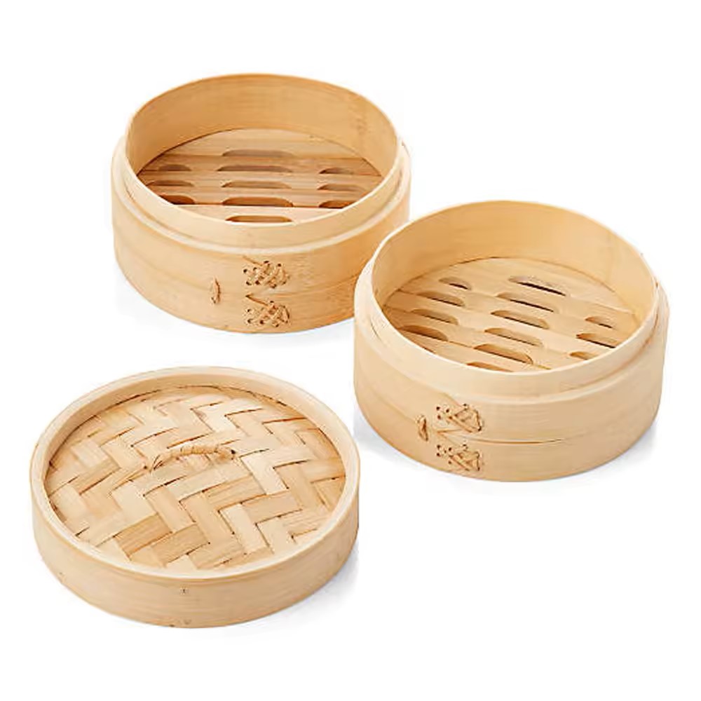 Xửng hấp tre hai tầng/ Xửng hấp Dimsum 15cm - mẫu 2